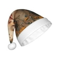 thumbnail image 2 of KLL Christmas Hats for Adults Plush Whimsical Flower Crown Maiden Print Santa Hat Xmas Fluffy Santa Claus Hat for Women Men, 2 of 6