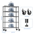thumbnail image 6 of M MZG 5-Tier Adjustable Heavy Duty Steel Wire Shelving Unit with Wheels, Storage Rack Organizer for Garage, Kitchen, Office, Laundry, Basement 1750 lbs Capacity Black 17.7" D x 47.2" W x 76.7" H, 6 of 8