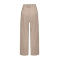 thumbnail image 5 of Odbmxy Pants Plus Women Full Length Straight-Leg Trousers Pants Woman Casual Beige Palazzo with Pockets Elastic Waist Pants,XL, 5 of 9