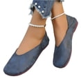 thumbnail image 3 of HTHLVMD Closed Toe Slip-On Shoes, Comfortable Everyday Footwear, Flat Shoes for Women Slip On Comfortable Walking Ballerina Shoes Ladies Cute Ballet Flats Pumps Low Wedge Dolly Shoes, Navy 8, 3 of 7