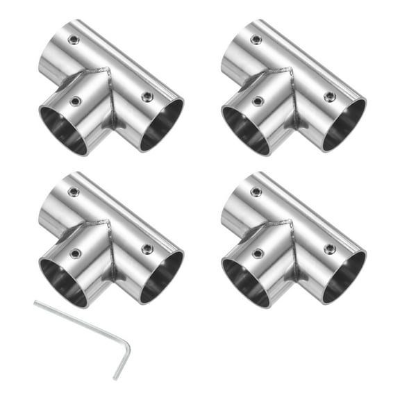 Uxcell 4-Pack Structural Pipe Connector, Tee Pipe Fittings Stainless Steel Pipe Connector for OD 1" or 25MM Pipe