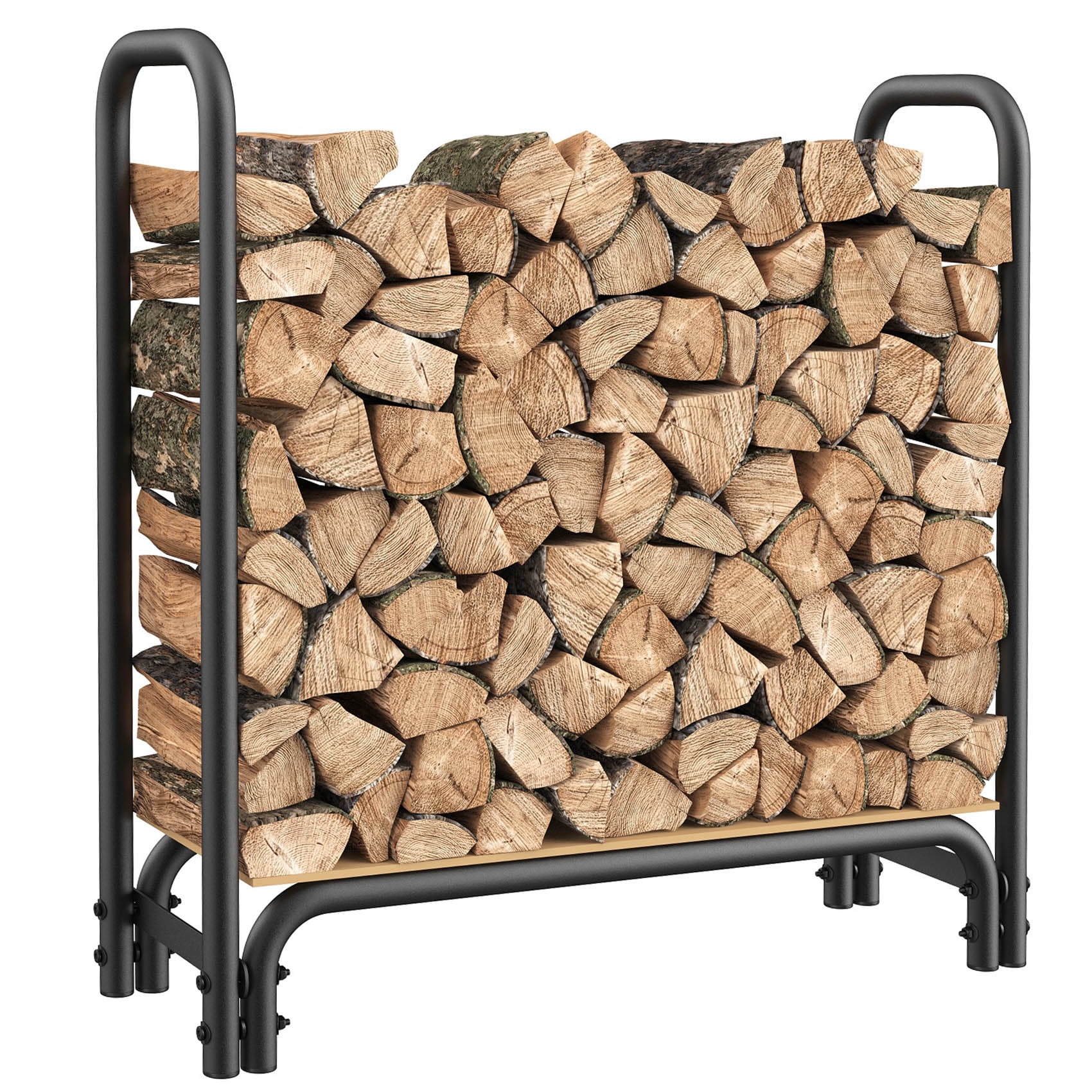 Mr IRONSTONE Firewood Rack 4/8/12 ft, with Wood Base, Steel Log Holder