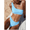 Blue, variant on SEARIPE Women Textured One Shoulder High Waisted Bikini Swimsuit Watermelon Pink S