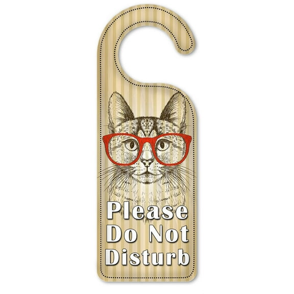 Do Not Disturb Door Knob Hanger Sign - Vintage Cat