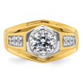 thumbnail image 4 of 14k Two Tone 1/5 carat Lab Grown Diamond VS/SI+ G+ 1 carat Center Round Semi Mount Polished and Satin Men's Ring, 4 of 8