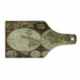 thumbnail image 1 of World Map Cutting Board, Old World Map Drawn in 1720s Nostalgic Style Art Historical Atlas Vintage Design, Tempered Glass Cutting and Serving Board, Wine Bottle Shape, Multicolor, by Ambesonne, 1 of 1
