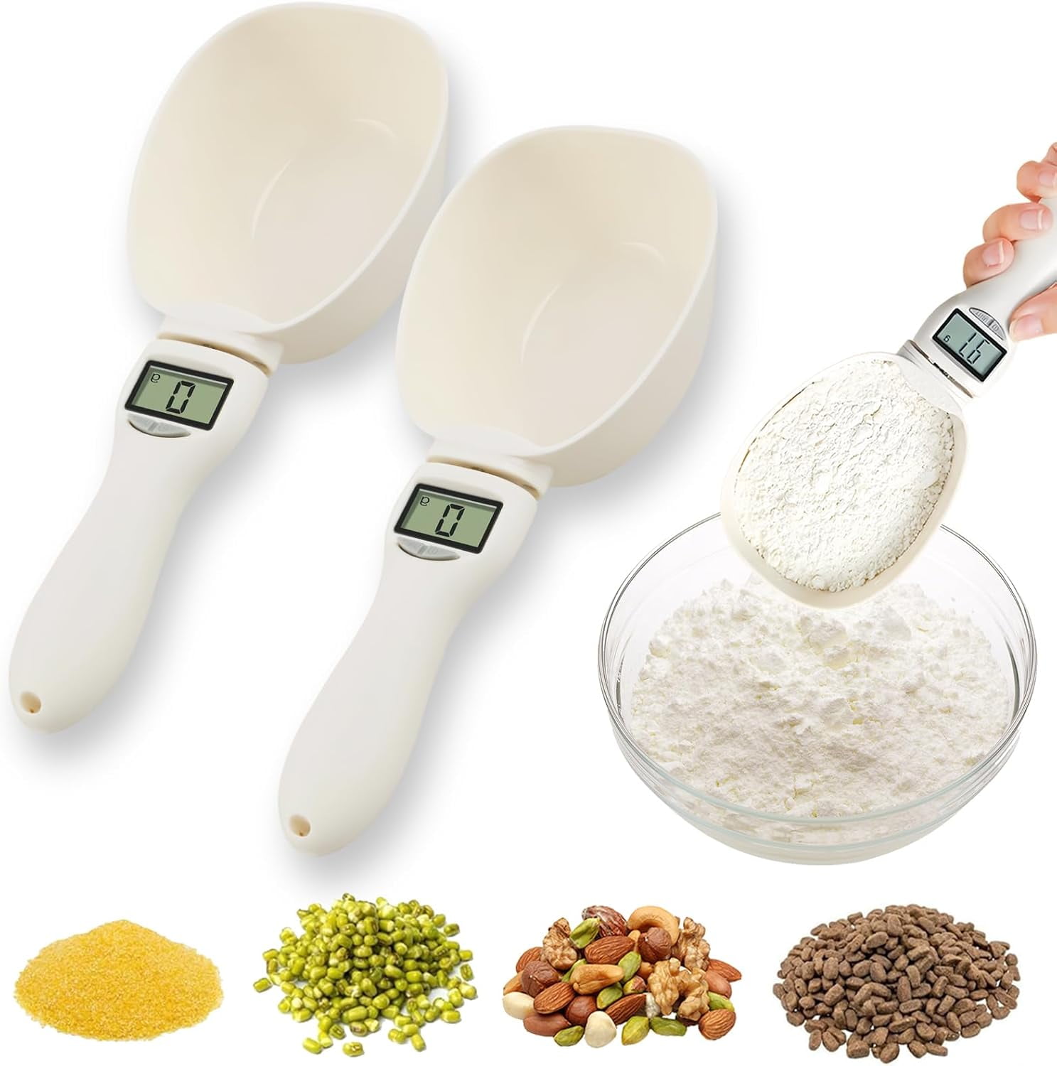 Digital Measuring Spoon, Electronic Food Measuring Scoop Scale with LCD Screen, 800g / 1g High Precision for Kitchen, Coffee, Spices and Dog Cat Food