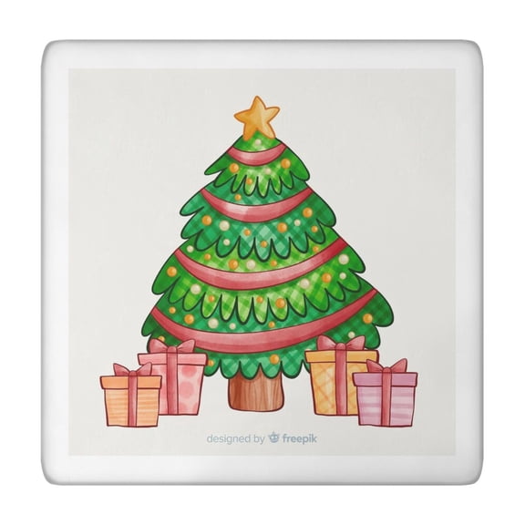 Christmas Tablecloth 34x34 Inch Square Made of Elastic Spandex, Machine Washable and Wrinkle-Free, Great for Christmas Decor and Party Table Protection