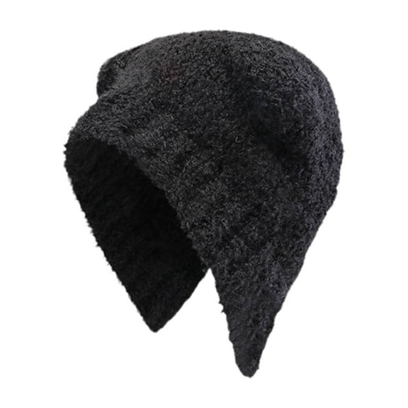AJGRHE Cute And Versatile Solid Color Plush Bear Hat For Women Winter Warmth With Ear Black One Size