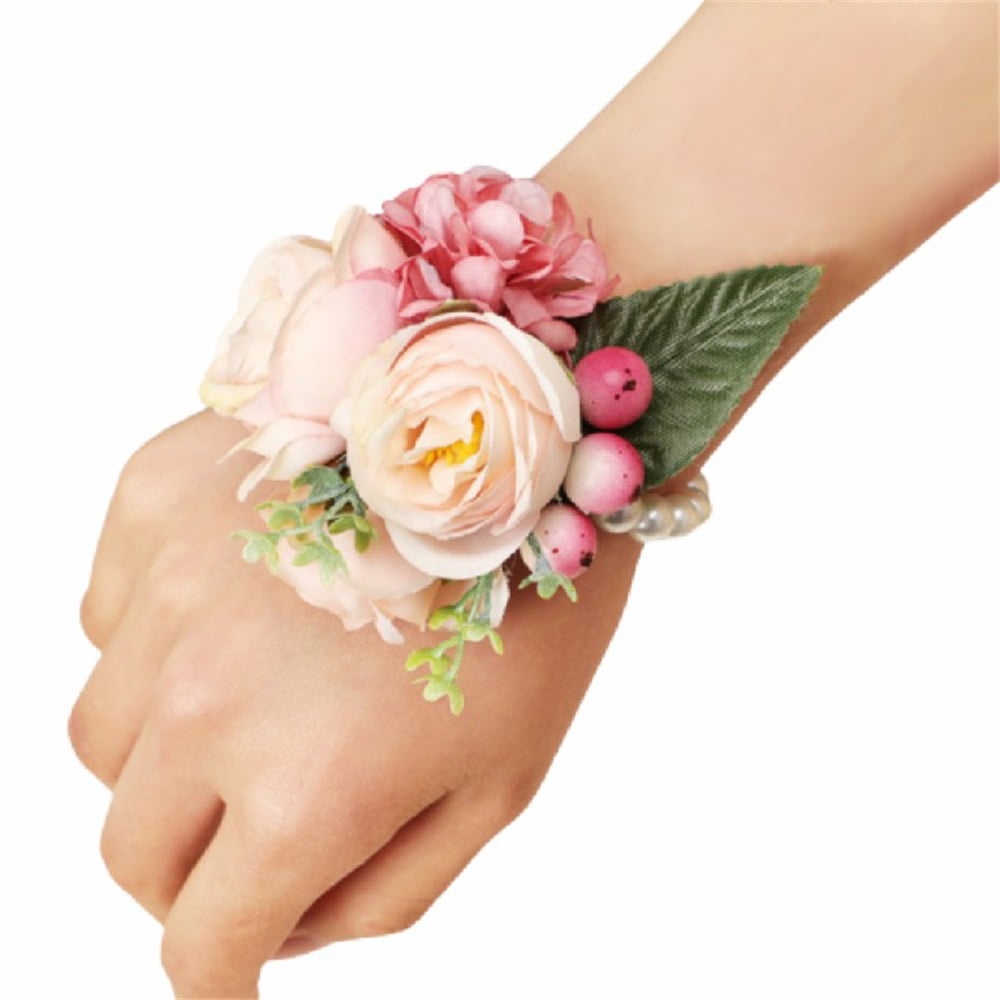 Elastic Wrist Corsage Bracelet Bridesmaid Hand Flower Wedding Party Prom Party 