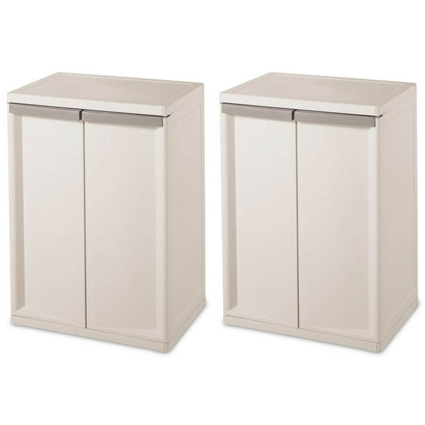 2) Sterilite 01408501 Heavy Duty Adjustable 2 Shelf Storage w/Handles