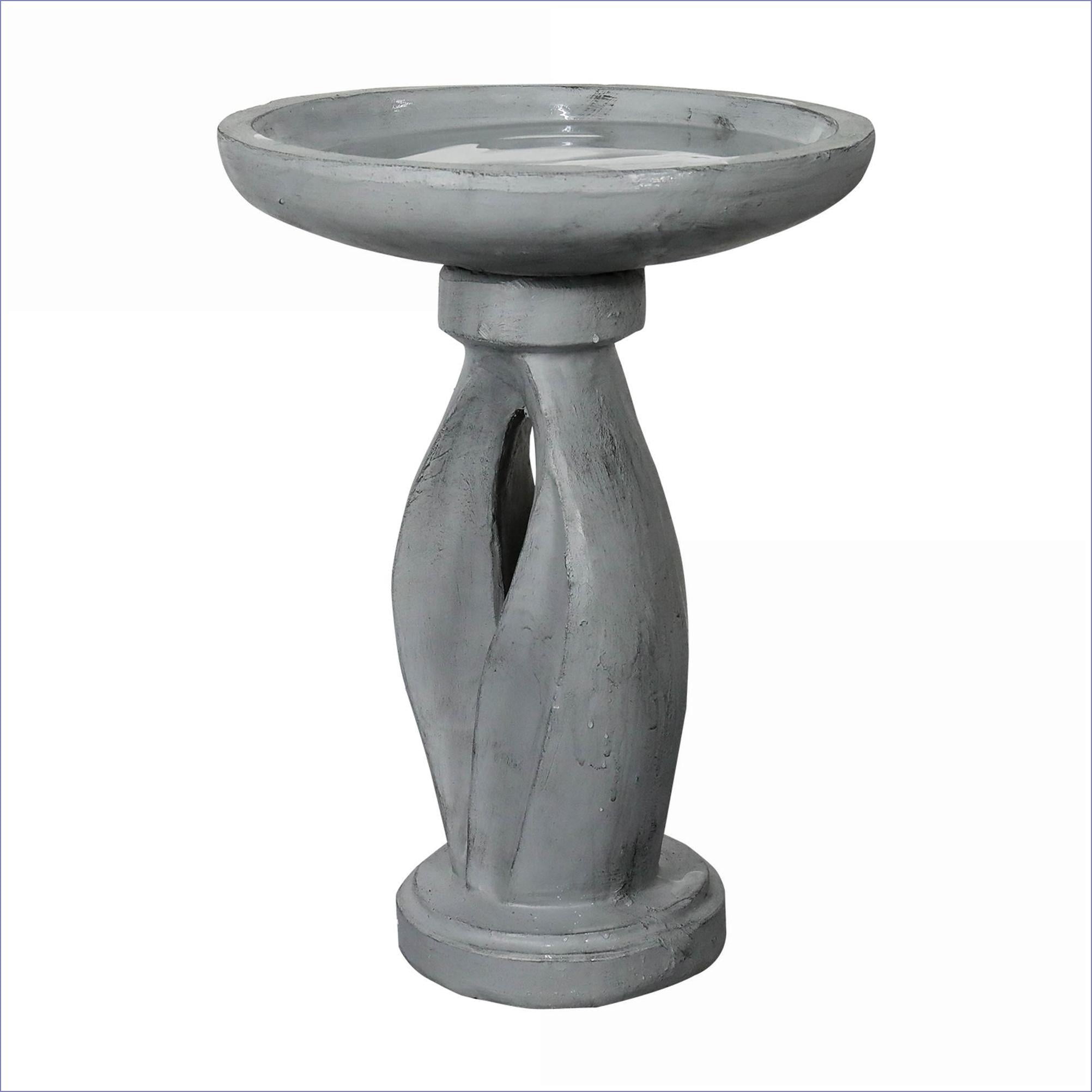 Bird Baths | Modern 21.8" Tall Outdoor Bird Bath for Garden, Yard, Patio | Concrete Cement | Single Tier Pedestal
