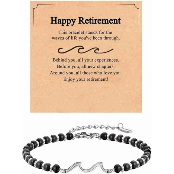 Retirement Gifts for Woman 2025 Coworker Leaving Gifts for Women Wave Bracelet for Retirement The Waves of Life You've been Through for Coworkers