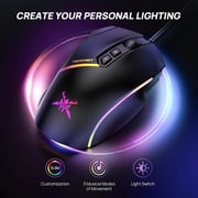Wired Gaming Mouse, 12,800 DPI with Optical Sensor, 8 Programmable Buttons, 13 RGB Backlit Modes, Ergonomic Design, Custom Software Gaming Mice for Laptop,PC
