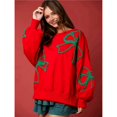 thumbnail image 4 of Sudadera con Cuello Redondo, Larga y Lazo para Mujer, Estilo Informal, Estilo Farol, Estilo Otoño, Estilo Y2k Rojo S, 4 of 8