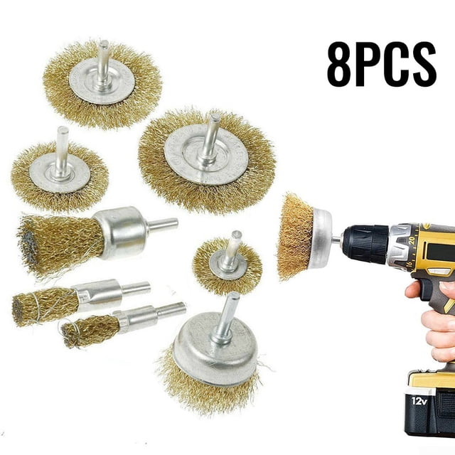 8Pcs Rust Sanding Wire Cup/Wheel Brush Set For Drill Steel Brass Metal Cleaning