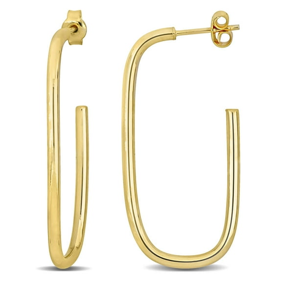 AMOUR Open Rectangular Earrings In 10K Yellow Gold