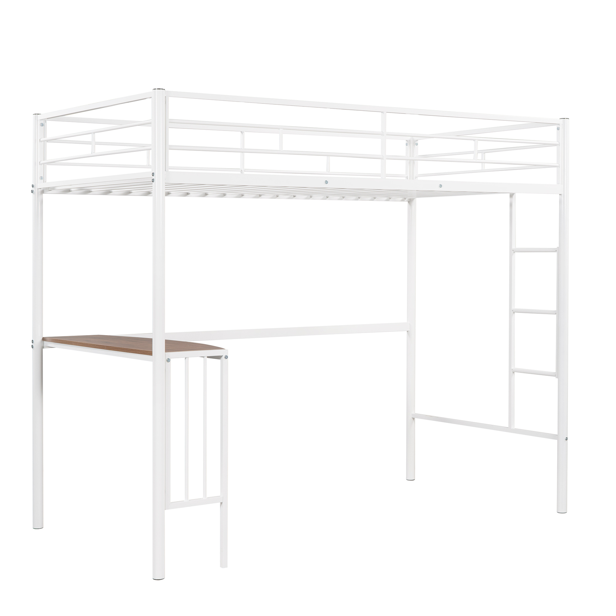 Aukfa Metal Twin Loft Bed with Desk for Kids Teens Dorm Bedroom, White