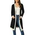 thumbnail image 1 of INSPIRE CHIC Women's Contrast Color Dress Long Sleeve Open Front Button Down Sweater Cardigan with Pockets M Black, 1 of 6