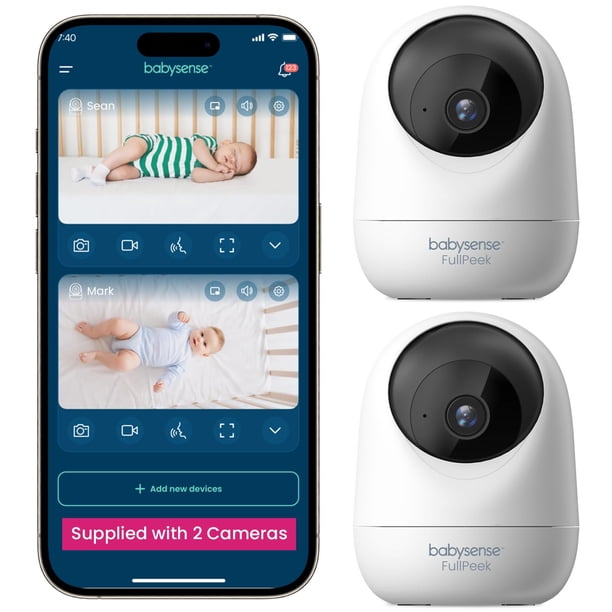 Monitor de vídeo para bebés Babysense 2Peek WiFi con seguimiento automático de 3 MP