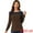 Blue Brown, variant on Women's Color Block Striped Knit Top Long Sleeves T-Shirt M Black-White