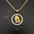 thumbnail image 6 of Iced Out Praying Hand Pendant Necklace For Mens/Women 14K Yellow Gold Hip Hop Charm Jewelry Necklace Chain For Gifts, 6 of 8
