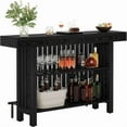 thumbnail image 5 of 62.99" 2-Tier Bar Table , 3.97" Thickened Panels, Modern Design, Sturdy Home Bar for Living Room, Dining Area, Wine Cellar, Basement, 5 of 6
