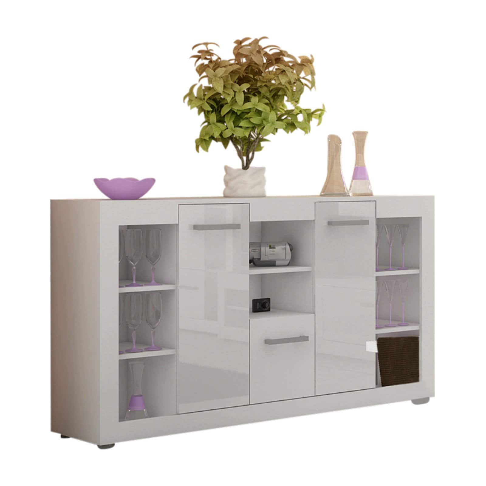 White High Gloss Modern Sideboard Cupboard Unit Contemporary "Bari V2" 