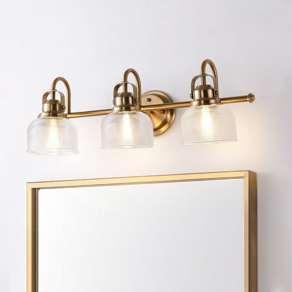 Virginia 25.25" 3-Light Metal/Glass LED Vanity Light, Brass Gold