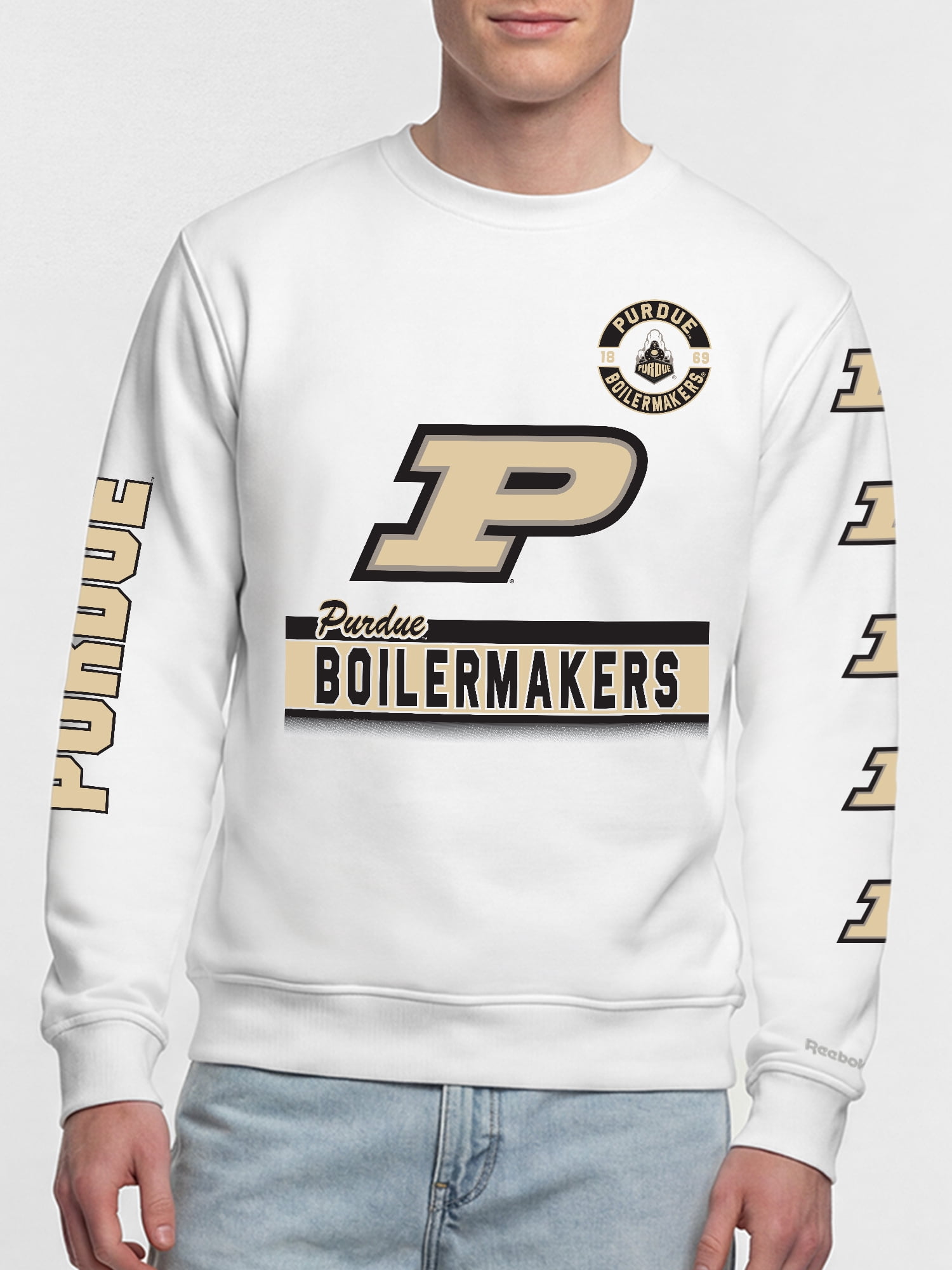 Purdue Boilermakers Reebok Mens White Crew Sweatshirt