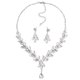 thumbnail image 1 of 1 juego de joyas de boda de material ecológico, collar de diamantes de imitación, pendientes elegantes, accesorios para vestido de novia, plata para mujer., 1 of 7