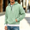 thumbnail image 2 of Seffadzy Men's Waffle Knit Hooded Quarter Zip Pullover Sweatshirt with Pockets Drawstring Long Sleeve Solid Color Casual Top Mint Green XL, 2 of 6