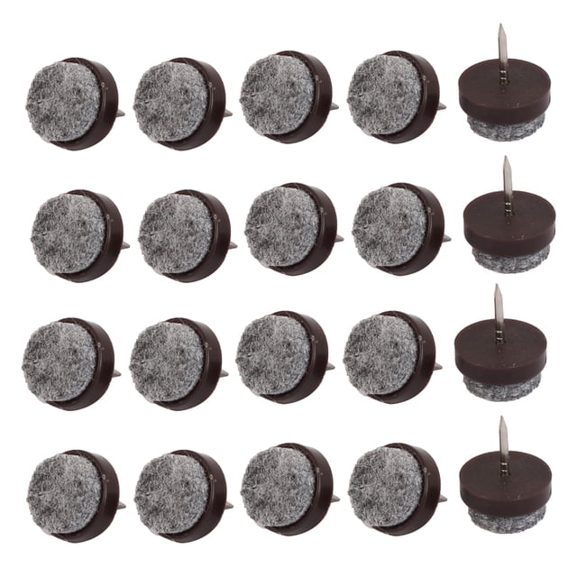 Unique Bargains Table Legs Floor Protector Felt Furniture Feet Nails Coffee Color 17mm Dia 20pcs