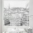 thumbnail image 1 of Paris Tapestry, Architecture Theme Design Illustration of Roofs in Paris and Eiffel Tower Print, Fabric Wall Hanging Decor for Bedroom Living Room Dorm, 5 Sizes, Black and White, by Ambesonne, 1 of 1