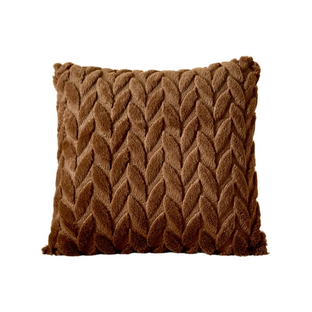Funda de cojín decorativa bordada con diseño de hojas, cuadrada, de 45x45 cm, color liso, de poliéster suave. Funda de cojín para sofá, cama, oficina, dormitorio. Funda de almohada lumbar decorativa