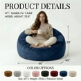 thumbnail image 4 of VIREO 4FT Bean Bag Chairs for Adults Memory Foam Filler Beanbag Chair with Removable and Washable Flannel Cover, Lazy Chairs for Living Room - Blue, 4 of 11