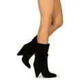 thumbnail image 6 of Atalina Pointy Toe Ruched Mid Calf Cone Heel Boot 20347, 6 of 6