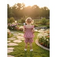 thumbnail image 4 of Happy Town Toddler Girl Clothes Infant Girl Sleeveless Ruffle Set Cute Bowknot Dress Top Shorts Outfits For Kids, 4 of 9
