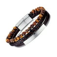 thumbnail image 1 of Pulsera con forma de ojo de tigre para hombre, piel sintética multicapa, 1 of 3