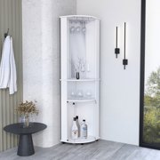 Space-Saving Corner Cabinet with Glass Doors / Three-Tier Storage for Liquor
