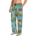 thumbnail image 2 of Uemuo Sunflowers Pattern Men's Wide Leg Palazzo Lounge Pants with Pockets Light Weight Loose Comfy Casual Pajama Pants-Medium, 2 of 9