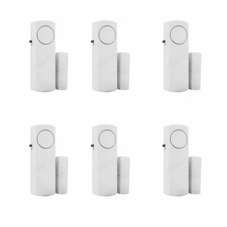 Door Window Alarm, Personal Security Window, Burglar Alarm, Home Security Wireless Magnetic Sensor Anti-Theft Alarm (6 Pcs) Home Alarm(Batteries not included)