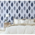 thumbnail image 2 of S4sassy Self Adhesive Wallpaper, Blue Stylized Leaf Print Mural Wall Paper, Peel and Stick Contact Paper for Walls, Entryway accent Wall, Office Decor, Solution (25"x60" inch), 2 of 6