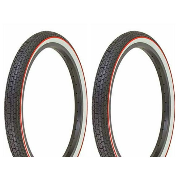 two Tire Duro 20 x 1.75 Black/White Side Wall Red Line HF-120A.