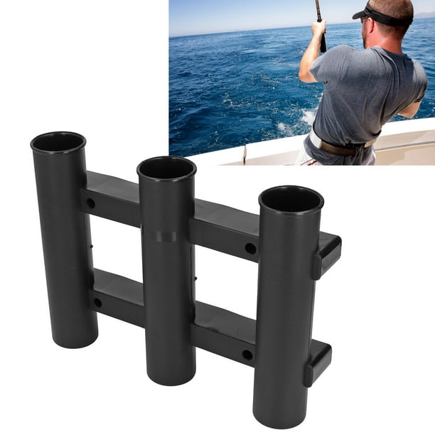 3 Tube Fishing Pole Holder, Easy To Install Fishing Rod Holder For Kayak  Black 