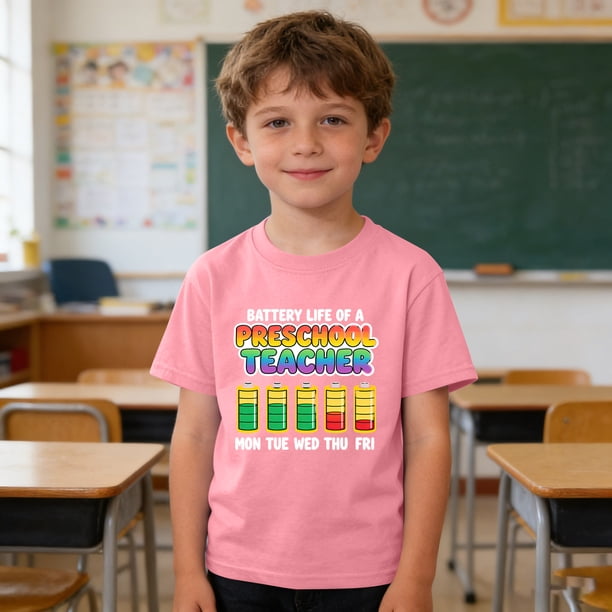 Blusas y camisas de manga corta con cuello redondo para niños y niñas, camisetas gráficas de manga corta, blusas con estampados bonitos para la temporada escolar.