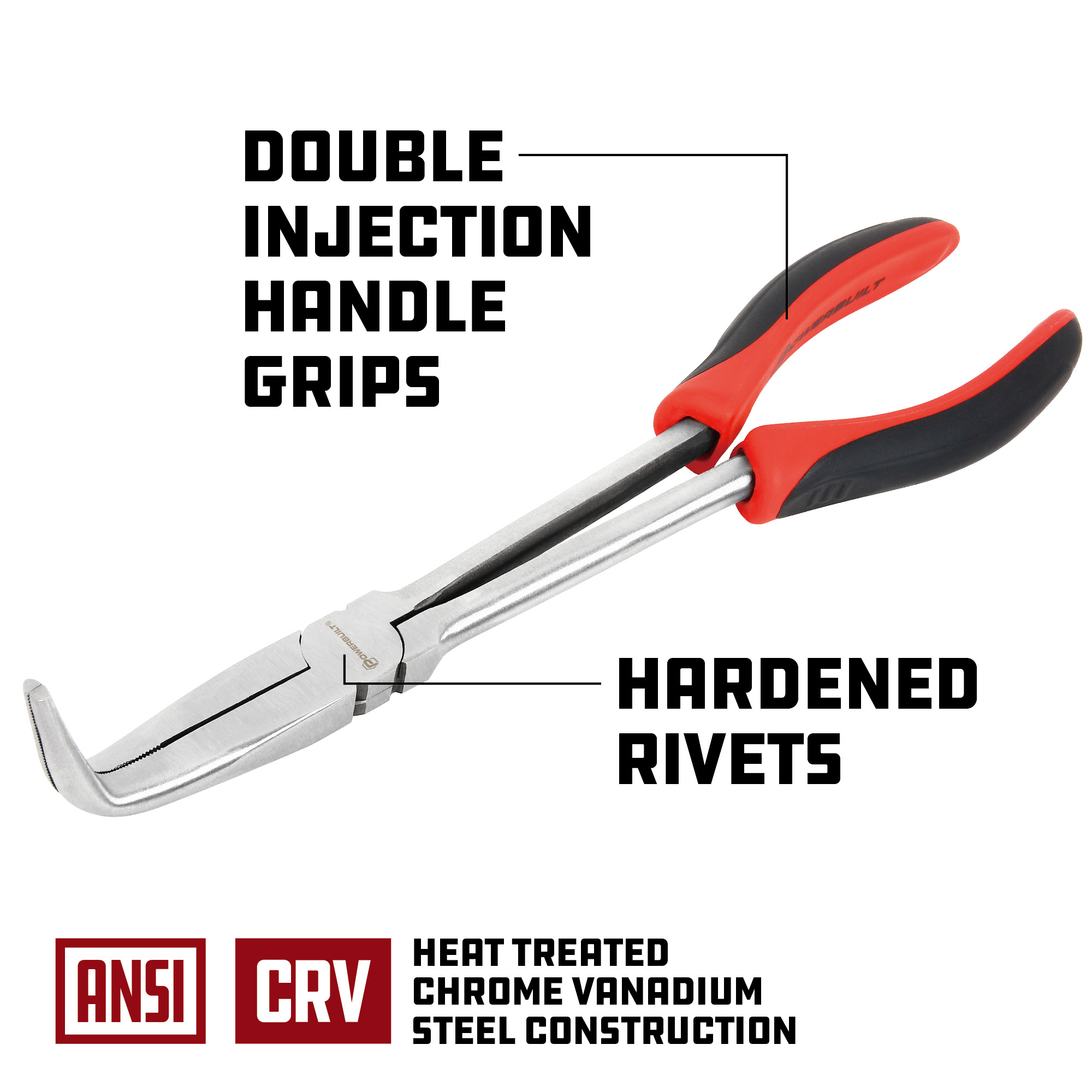 Powerbuilt 11 Inch 90° Long Reach Long Nose Pliers - 640862