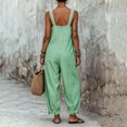 thumbnail image 4 of WULMLEO Women's Striped Loose Fit Square Neck Rompers Sleeveless Minimalist Wide Leg Jumpsuit with Pockets Summer Casual Overall Dressy 2026 Overalls Green XL, 4 of 4