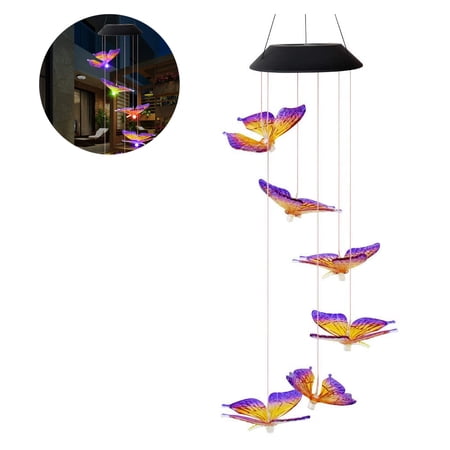 Solar Powered Wind Chime Lamp Color Changing Outdoor Garden Street Solar Panel Light