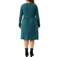 thumbnail image 3 of Agnes Orinda Women's Plus Size Dresses Round Neck Long Sleeve Ribbed Midi Knit Dress 3X Peacock Blue, 3 of 6